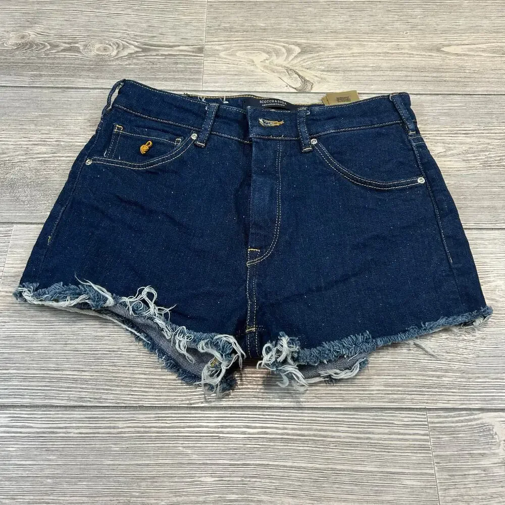 Scotch & Soda Knot My Problem Dark Wash Cut-Off Shorts - 26 - EUC